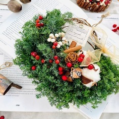 販売可　クリスマスリース　クリスマス　リース　生花　ドライフラワー　お正月　しめ縄の画像
