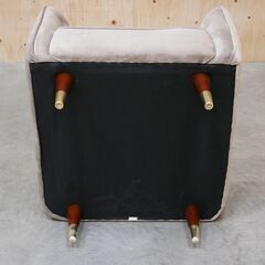 ≪zyt2592ジ限≫ ベルベット調１人掛けソファ グレー 現状品 ②　　LOWYA/ロウヤ/ラウンジチェア/おしゃれ/かわいい/姫系/ラグジュアリー/ボタンダウン/中古家具/宮城県仙台市 071119-05の画像