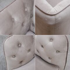 ≪zyt2592ジ限≫ ベルベット調１人掛けソファ グレー 現状品 ②　　LOWYA/ロウヤ/ラウンジチェア/おしゃれ/かわいい/姫系/ラグジュアリー/ボタンダウン/中古家具/宮城県仙台市 071119-05の画像