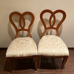 　2個　ハートの木製椅子黄色　の画像