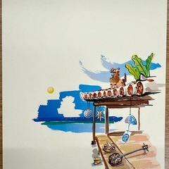 ハガキ2枚　東京タワーと沖縄イラストの画像