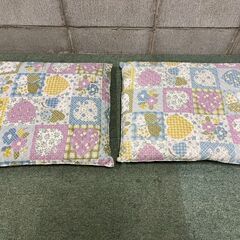 座布団 2枚セット キルト地 幅52cm×奥行57cm×高さ7cm 