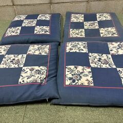 座布団 5枚セット 青 幅51cm×奥行57cm×高さ8cm の画像