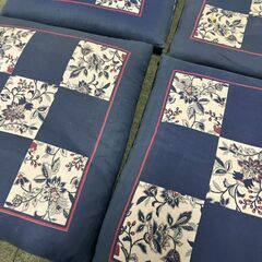 座布団 5枚セット 青 幅51cm×奥行57cm×高さ8cm の画像