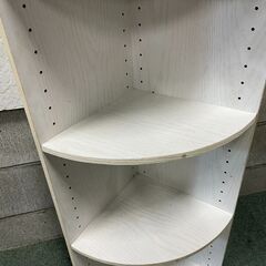 木製 3段 カラーボックス コーナー 本棚 飾り棚 収納棚 ホワイト 幅30cm×奥行30cm×高さ88cmの画像