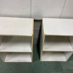 木製 2段 カラーボックス 2個セット 本棚 飾り棚 収納棚 ホワイト 幅42cm×奥行29cm×高さ60cmの画像