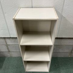 木製 3段 カラーボックス 本棚 飾り棚 収納棚 ホワイト 幅42cm×奥行29cm×高さ102cmの画像