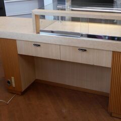 ♪カウンターテーブル レジ台 ガラスショーケース付 照明付 店舗カウンター♪の画像