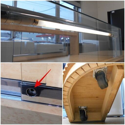 ♪カウンターテーブル レジ台 ガラスショーケース付 照明付 店舗カウンター♪