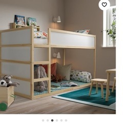 IKEA キューラ（KURA）リバーシブルベッド 90×200cm ホワイト／パイン材
の画像