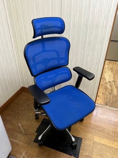 高級オフィスチェア!! エルゴヒューマン ベーシック メッシュ デスクチェア ブルー ハイバックチェア 