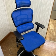 高級オフィスチェア!! エルゴヒューマン ベーシック メッシュ デスクチェア ブルー ハイバックチェア の画像