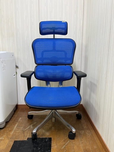 高級オフィスチェア!! エルゴヒューマン ベーシック メッシュ デスクチェア ブルー ハイバックチェア