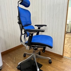 高級オフィスチェア!! エルゴヒューマン ベーシック メッシュ デスクチェア ブルー ハイバックチェア の画像