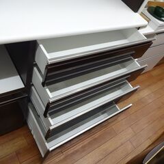 ニトリ 食器棚 キッチンボード ポスティア 120  ダークブラウン 寸法(約) 幅120×奥行50×高さ206cm 【モノ市場東浦店】125の画像