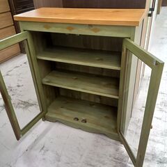 リユースのサカイ栃木店★ジモティ割あり★  棚 グリーン×ライトブラウン W73×D32×H86.8 クリーニング済み TC11655の画像