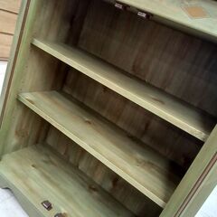 リユースのサカイ栃木店★ジモティ割あり★  棚 グリーン×ライトブラウン W73×D32×H86.8 クリーニング済み TC11655の画像