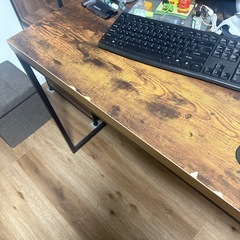 ニトリ　アイロンx木製　テーブルと棚　シェルフ　パソコンデスクの画像