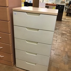 【ジャングルジャングル深井店】★5段プラチェスト 白×ナチュラル 収納家具 家具 堺市（中区 堺区 東区 西区 南区 北区）和泉市 河内長野市 富田林市 松原市 狭山市 深井 【FU2936】の画像