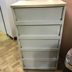 【ジャングルジャングル深井店】★5段プラチェスト 白×ナチュラル 収納家具 家具 堺市（中区 堺区 東区 西区 南区 北区）和泉市 河内長野市 富田林市 松原市 狭山市 深井 【FU2936】の画像