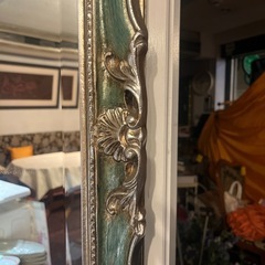 【イタリア調度品🇮🇹】アンティークミラー✨木製（水色塗装）フレーム姿見 の画像