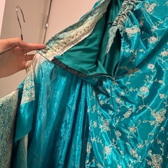 サリー　インド　エメラルドグリーンの画像