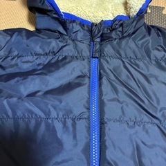 裏ボア　ダウンコート　青の画像
