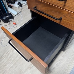 【中古】デスクワゴン 木製 高さ58cm 3段 キャスター付きの画像