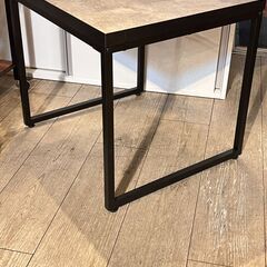 ニトリ ステイン サイドテーブル ローテーブル 机 グレー×ブラック 横幅55cm奥行50cm高さ50cm★買取帝国 志木店  の画像