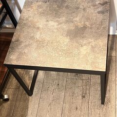 ニトリ ステイン サイドテーブル ローテーブル 机 グレー×ブラック 横幅55cm奥行50cm高さ50cm★買取帝国 志木店  の画像
