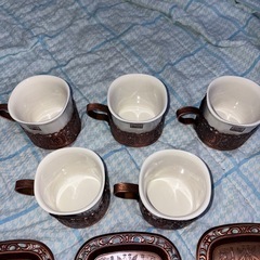 GY1120 マーキュリー　コーヒーカップ　ソーサー　5客　ブロンズ製の画像