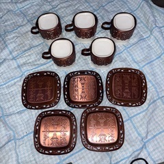 GY1120 マーキュリー　コーヒーカップ　ソーサー　5客　ブロンズ製の画像