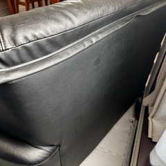 ソファー 2.5人掛け 牛革 ブラックの画像