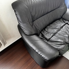ソファー 2.5人掛け 牛革 ブラックの画像