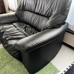 ソファー 2.5人掛け 牛革 ブラックの画像