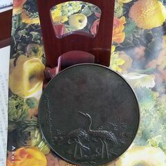 藤原重義！作の装飾・銀製のプレート・作品「鶴の舞」素晴らしい重厚感が有ります。の画像