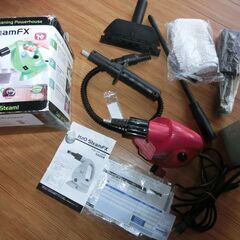 ③〇スチームクリーナー、保管品（年末のお掃除に）、〇動作確認済（スチーム出）説明書付き、すべてのアタッチメント使用しての確認はしてません、テイシュは大きさ比較用です購入価格￥１２８００、画像の物がすべてです、箱は傷み有、👉★お手数をおかけしますプロフィール必読ですの画像