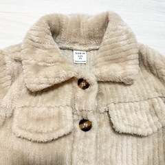 【美品】SHIEN コーデュロイ風ジャケット 100cm ベージュ もこもこの画像