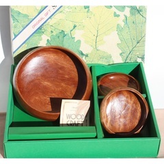 木製サラダボウルセット　大皿1枚　小皿2枚の画像