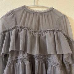 GRL シアー長袖ブラウス グレーの画像