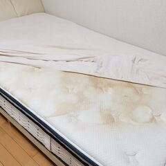 セミダブルベッド・西川羽毛布団セット 取りに来てくれる方 0円ですの画像