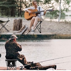 高さのある折りたたみ椅子(収納袋付き)の画像