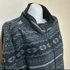 Aut dex フリースジャケット　フロントジップ　ブラック×グレー柄　3Lの画像