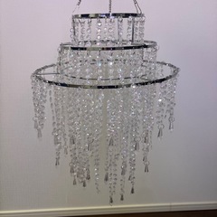 SOXUIボヘミアンスタイルの3段ビーズシャンデリア　輝くクリアビーズ、直径32.0cmボヘミアンシックな装飾の画像