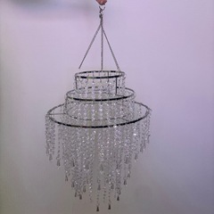 SOXUIボヘミアンスタイルの3段ビーズシャンデリア　輝くクリアビーズ、直径32.0cmボヘミアンシックな装飾の画像