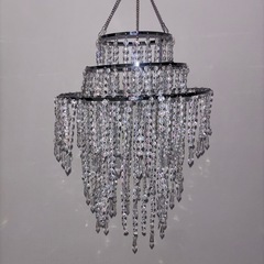 SOXUIボヘミアンスタイルの3段ビーズシャンデリア　輝くクリアビーズ、直径32.0cmボヘミアンシックな装飾の画像