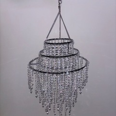 SOXUIボヘミアンスタイルの3段ビーズシャンデリア　輝くクリアビーズ、直径32.0cmボヘミアンシックな装飾の画像