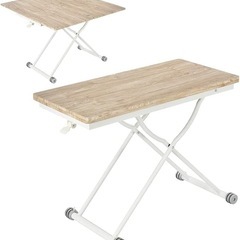 値下げ可能 美品 折りたたみ式ガス昇降テーブル 100×100/ 100x50(2年半使用)の画像