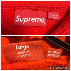 ✨レア・美品✨Supreme スモールボックスロゴ　パーカー L 赤 カナダ製の画像