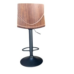 【ジ1120-16】スタイリッシュ昇降バーチェア／ウッド×ブラックで高級感◎の画像